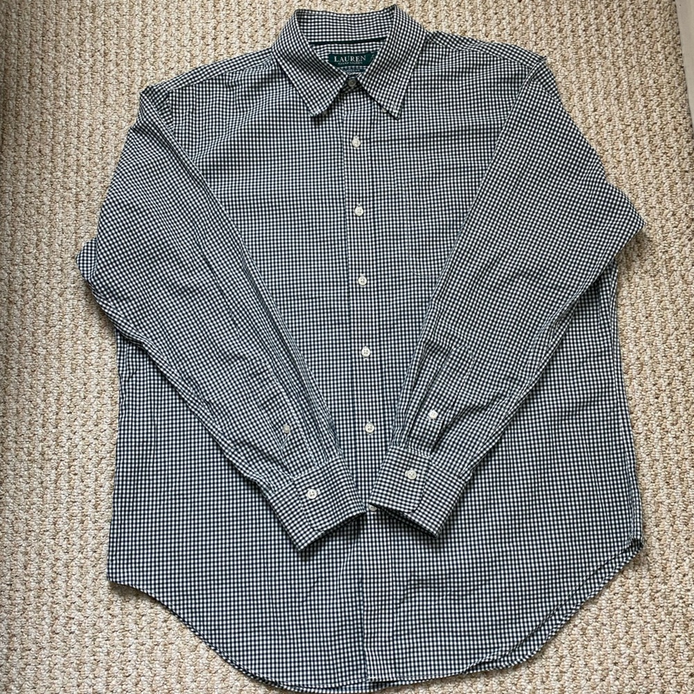 RALPH LAUREN | Cotton Button Down Classic Fit Stretch Shirt Size 16.5 34/35 - Picture 10 of 14
